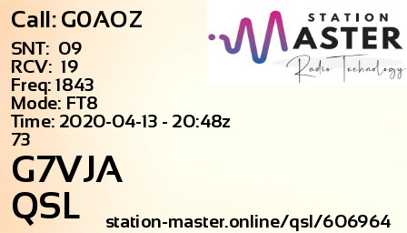 QSL Card for G7VJA QSO with G0AOZ