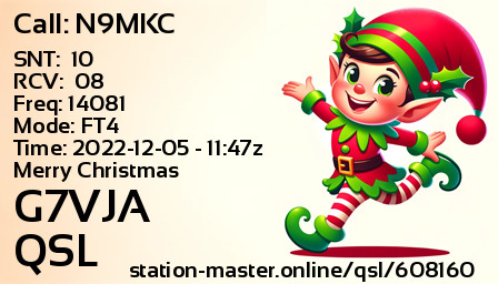 QSL Card for G7VJA QSO with N9MKC