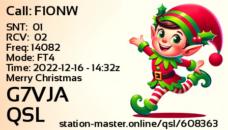QSL Card for G7VJA QSO with F1ONW