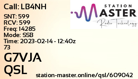 QSL Card for G7VJA QSO with LB4NH