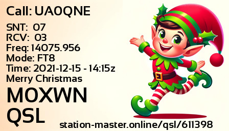 QSL Card for M0XWN QSO with UA0QNE