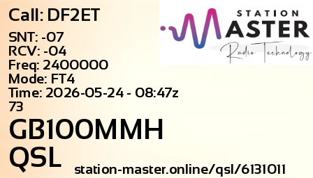 QSL Card for GB100MMH QSO with DF2ET