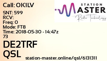 QSL Card for DE2TRF QSO with OK1LV