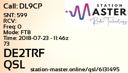 QSL Card for DE2TRF QSO with DL9CP