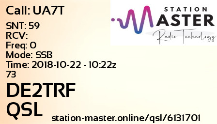 QSL Card for DE2TRF QSO with UA7T