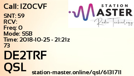 QSL Card for DE2TRF QSO with IZ0CVF