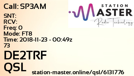 QSL Card for DE2TRF QSO with SP3AM