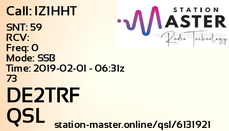 QSL Card for DE2TRF QSO with IZ1HHT