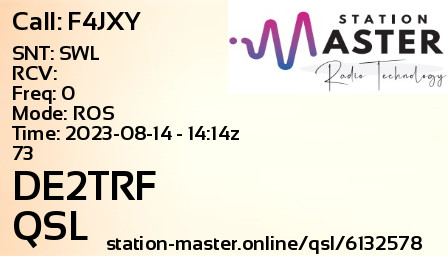 QSL Card for DE2TRF QSO with F4JXY
