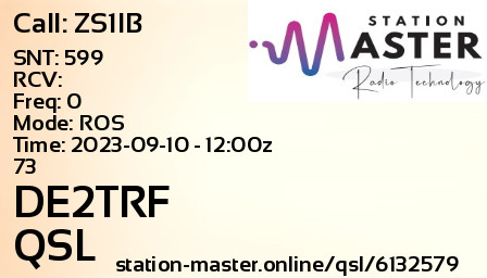 QSL Card for DE2TRF QSO with ZS1IB
