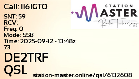 QSL Card for DE2TRF QSO with II6IGTO