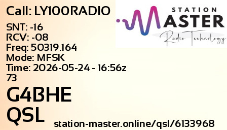 QSL Card for G4BHE QSO with LY100RADIO