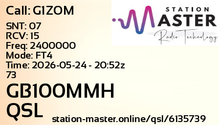 QSL Card for GB100MMH QSO with G1ZOM