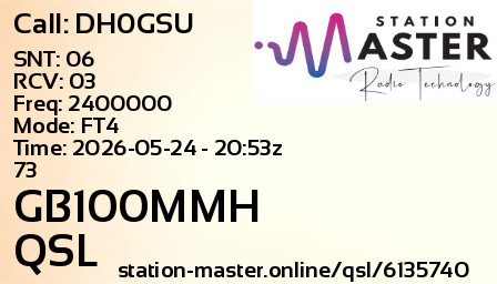 QSL Card for GB100MMH QSO with DH0GSU