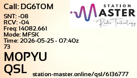 QSL Card for M0PYU QSO with DG6TOM