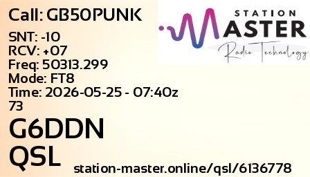 QSL Card for G6DDN QSO with GB50PUNK