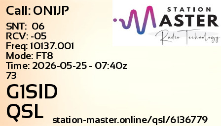 QSL Card for G1SID QSO with ON1JP