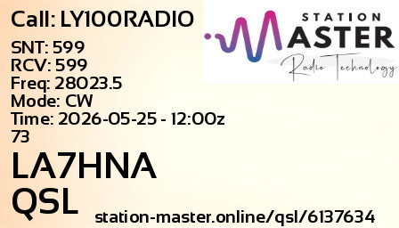 QSL Card for LA7HNA QSO with LY100RADIO