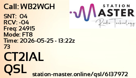 QSL Card for CT2IAL QSO with WB2WGH