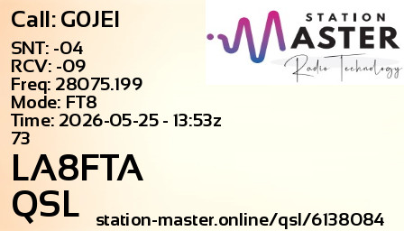 QSL Card for LA8FTA QSO with G0JEI