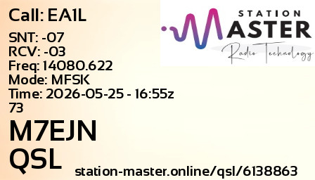 QSL Card for M7EJN QSO with EA1L