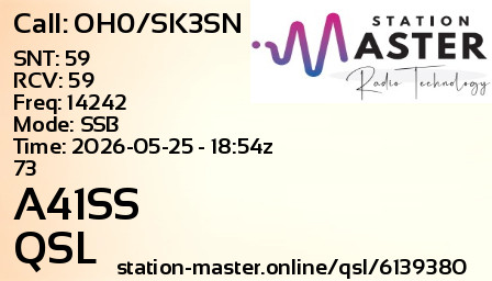 QSL Card for A41SS QSO with OH0/SK3SN