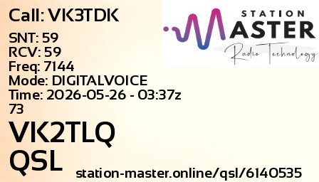 QSL Card for VK2TLQ QSO with VK3TDK