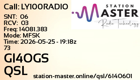 QSL Card for GI4OGS QSO with LY100RADIO