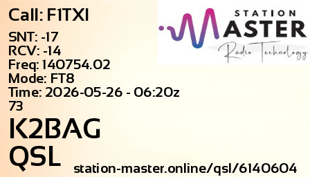 QSL Card for K2BAG QSO with F1TXI