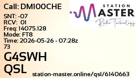 QSL Card for G4SWH QSO with DM100CHE