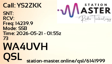 QSL Card for WA4UVH QSO with YS2ZKK