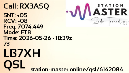 QSL Card for LB7XH QSO with RX3ASQ