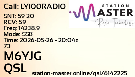 QSL Card for M6YJG QSO with LY100RADIO
