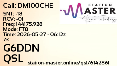 QSL Card for G6DDN QSO with DM100CHE