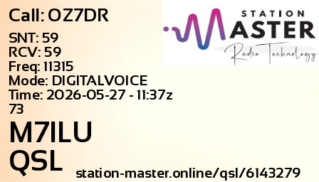 QSL Card for M7ILU QSO with OZ7DR