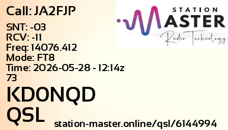 QSL Card for KD0NQD QSO with JA2FJP