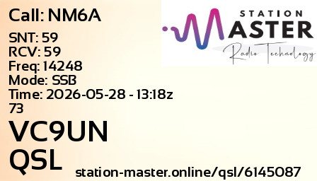 QSL Card for VC9UN QSO with NM6A