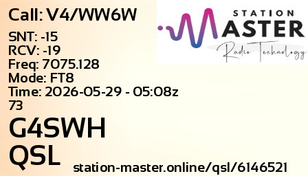 QSL Card for G4SWH QSO with V4/WW6W