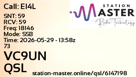 QSL Card for VC9UN QSO with EI4L