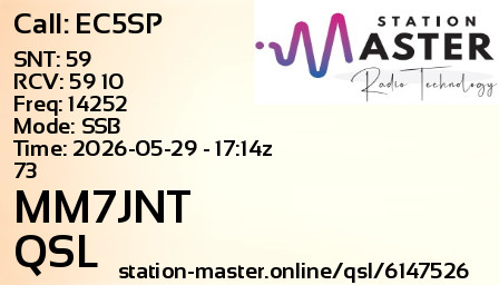 QSL Card for MM7JNT QSO with EC5SP