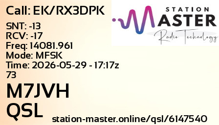 QSL Card for M7JVH QSO with EK/RX3DPK