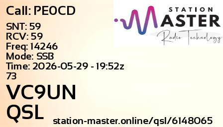 QSL Card for VC9UN QSO with PE0CD