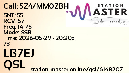 QSL Card for LB7EJ QSO with 5Z4/MM0ZBH