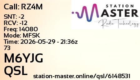 QSL Card for M6YJG QSO with RZ4M