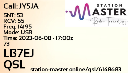 QSL Card for LB7EJ QSO with JY5JA