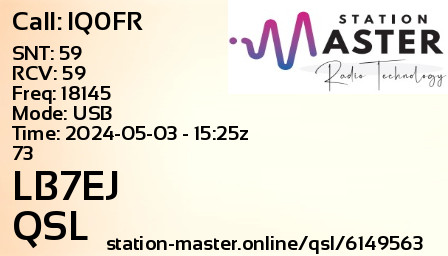QSL Card for LB7EJ QSO with IQ0FR