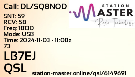 QSL Card for LB7EJ QSO with DL/SQ8NOD