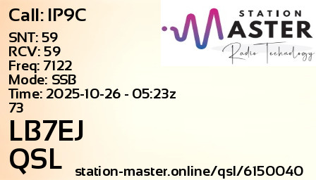 QSL Card for LB7EJ QSO with IP9C