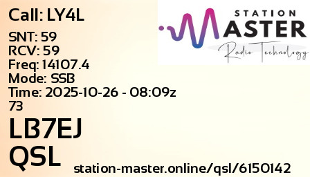 QSL Card for LB7EJ QSO with LY4L