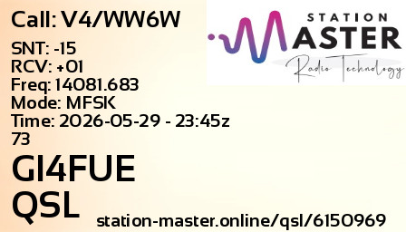 QSL Card for GI4FUE QSO with V4/WW6W